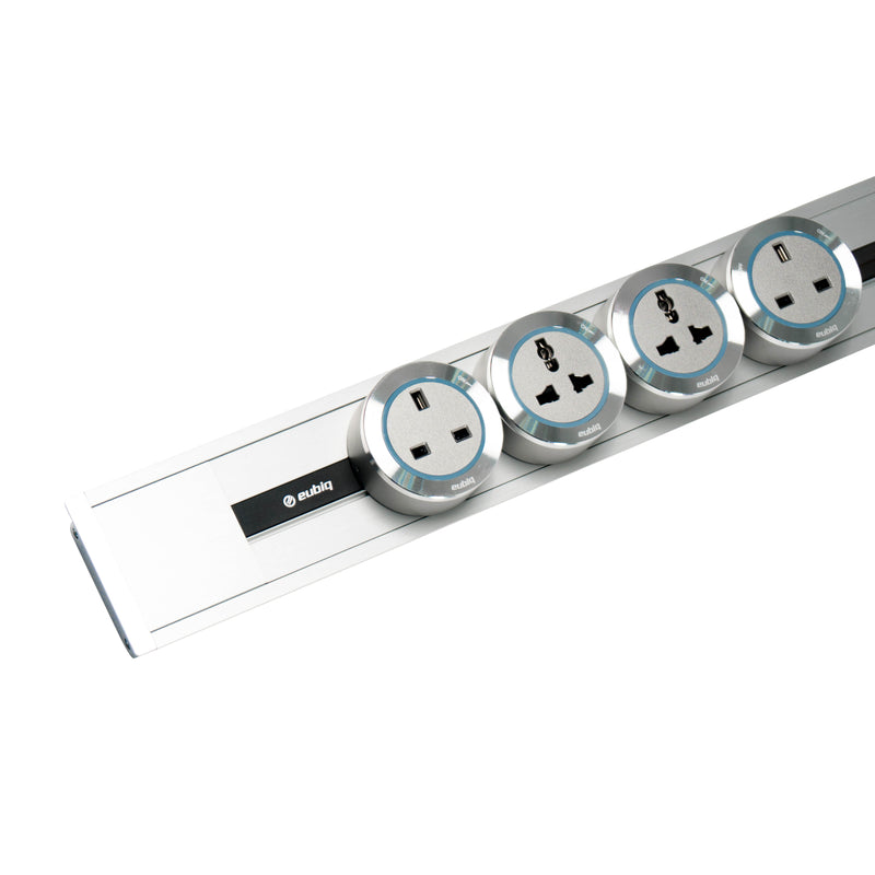 Eubiq Singapore Recess Power-Track & 04 Adaptors Bundle (Titanium Silver)